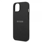 Guess iPhone 14 Skal Saffiano Metal Logo Stripes Svart