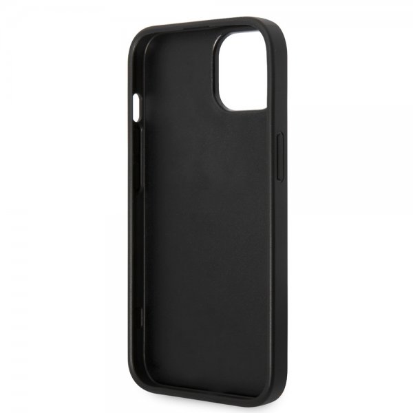 Guess iPhone 14 Skal Saffiano Metal Logo Stripes Svart