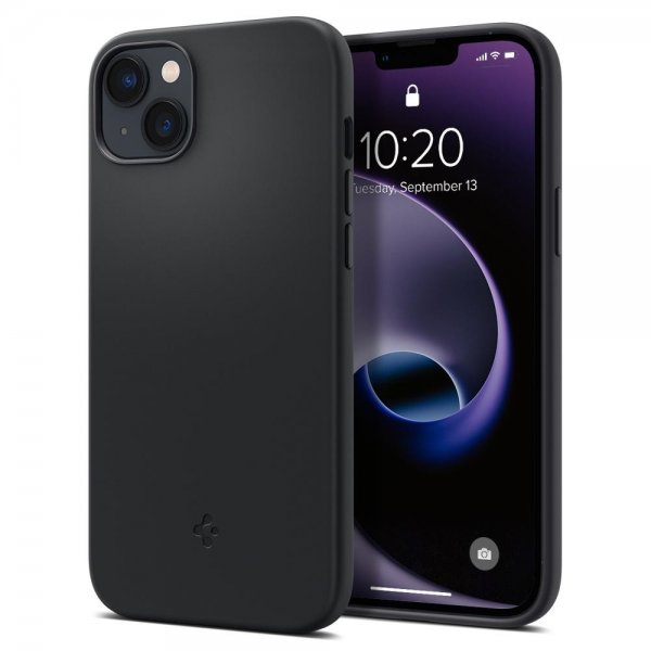 Spigen iPhone 14 Skal Silicone Fit MagFit Svart