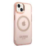 Guess iPhone 14 Skal Translucent MagSafe Rosa