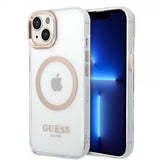 Guess iPhone 14 Skal Transparent MagSafe Guld Transparent