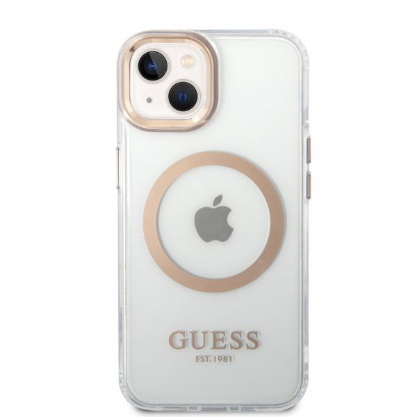 Guess iPhone 14 Skal Transparent MagSafe Guld Transparent