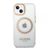 Guess iPhone 14 Skal Transparent MagSafe Guld Transparent