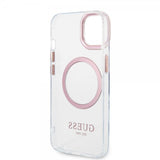 Guess iPhone 14 Skal Transparent MagSafe Rosa Transparent