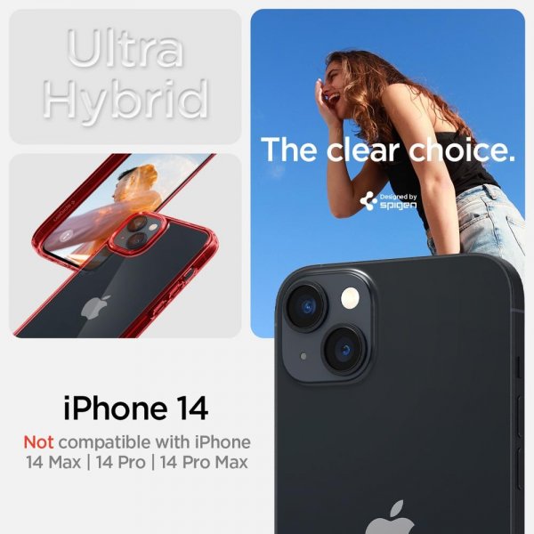 Spigen iPhone 14 Skal Ultra Hybrid Red Crystal