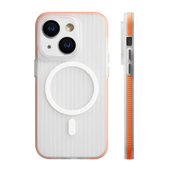 iPhone 13/iPhone 14 Skal Korrugerad MagSafe Orange