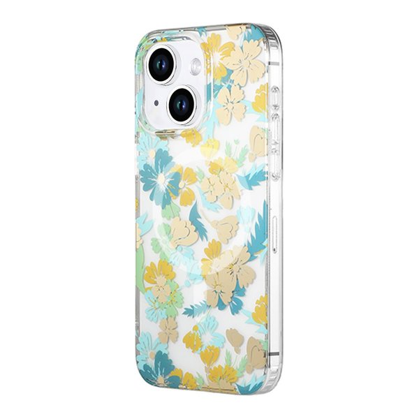 iPhone 14 Plus/iPhone 15 Plus Skal Blommönster MagSafe Turkos