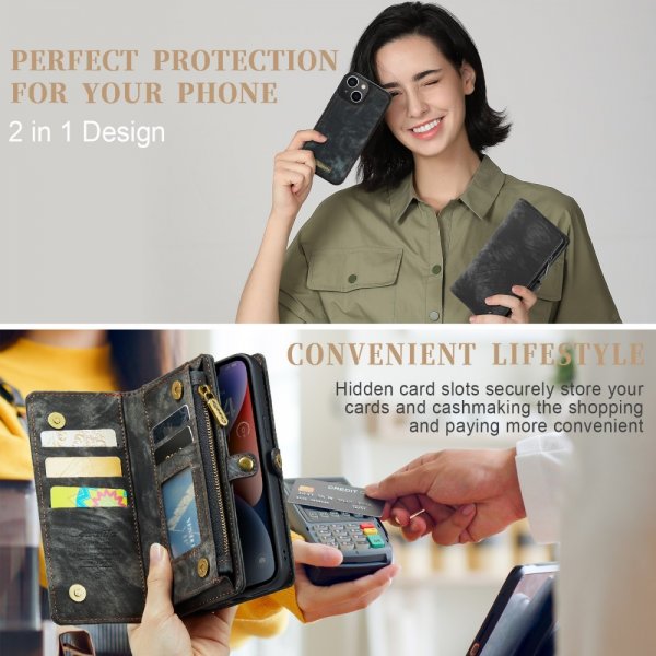 CaseMe iPhone 15 Fodral 008 Series Löstagbart Skal Svart