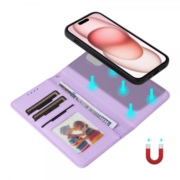 Betopnice iPhone 15 Fodral med Löstagbart Skal 005 Lila