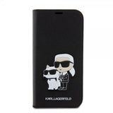 Karl Lagerfeld iPhone 15 Fodral NFT Karl & Choupette Patch Saffiano Svart