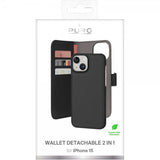 Puro iPhone 15 Fodral Wallet Detachable 2 in 1 Svart
