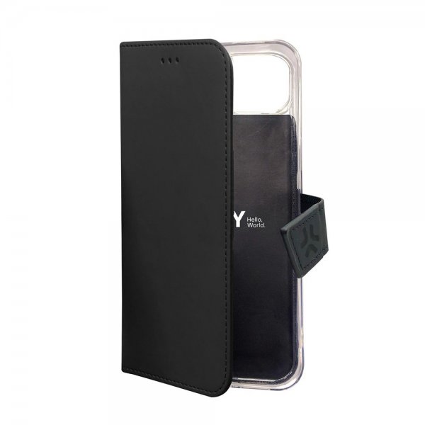 Celly iPhone 15 Fodral Wally Wallet Case Svart