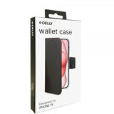 Celly iPhone 15 Fodral Wally Wallet Case Svart