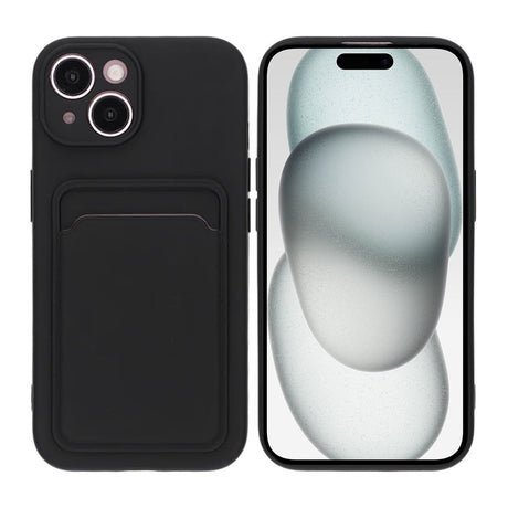 iPhone 15 Skal Silikon Kortfack Svart