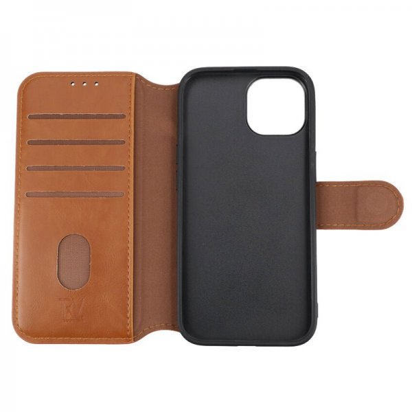 Rvelon iPhone 15 Fodral 4 Kortfack MagSafe Brun