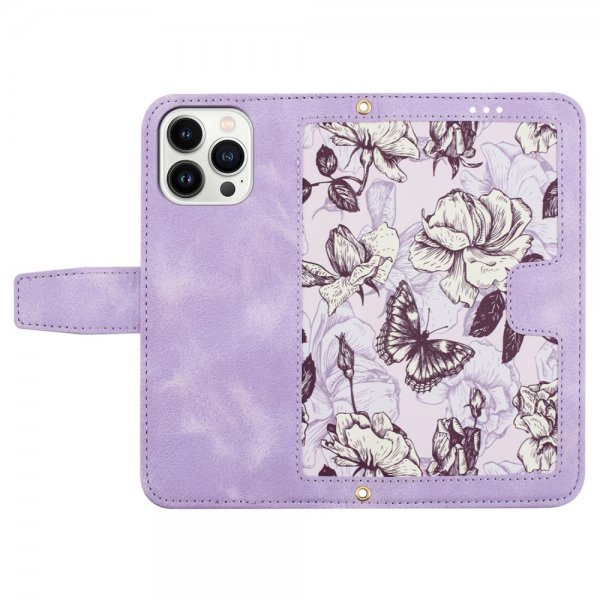 iPhone 15 Plus Fodral Blommönster Lila