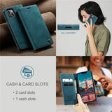 CaseMe iPhone 15 Plus Fodral Retro Flip Petrol