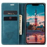 CaseMe iPhone 15 Plus Fodral Retro Flip Petrol
