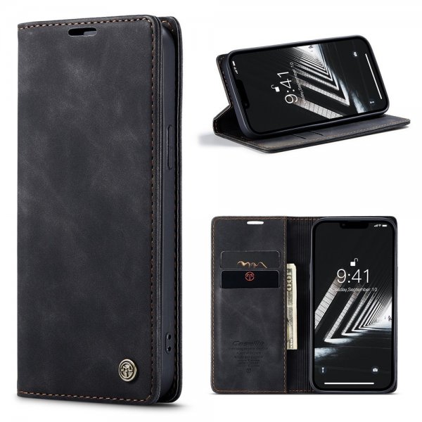 CaseMe iPhone 15 Plus Fodral Retro Flip Svart