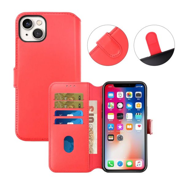 Rvelon iPhone 15 Plus Fodral Äkta Läder Röd