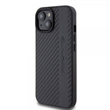 Mercedes Benz iPhone 15 Plus Skal Carbon Effect Leather Stripe AMG Svart