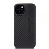 Mercedes Benz iPhone 15 Plus Skal Carbon Effect Leather Stripe AMG Svart