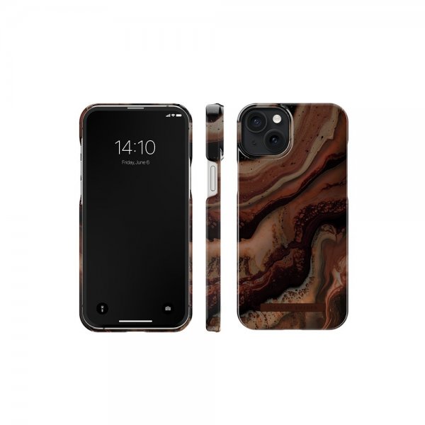 Ideal of Sweden iPhone 15 Plus Skal Fashion Case MagSafe Dark Amber Marble