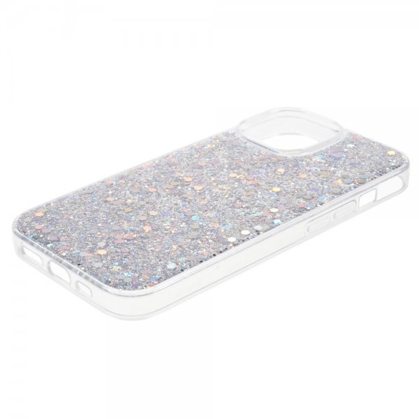 iPhone 15 Plus Skal Glitterpaljetter Silver