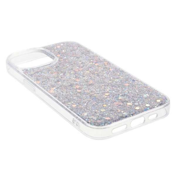 iPhone 15 Plus Skal Glitterpaljetter Silver