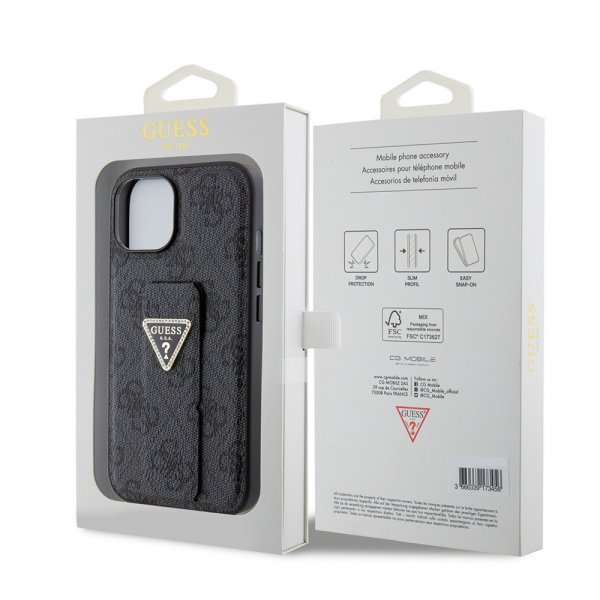 Guess iPhone 15 Plus Skal Grip Stand Function Svart