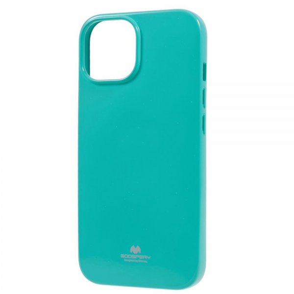 Mercury iPhone 15 Plus Skal Jelly Glitter Cyan