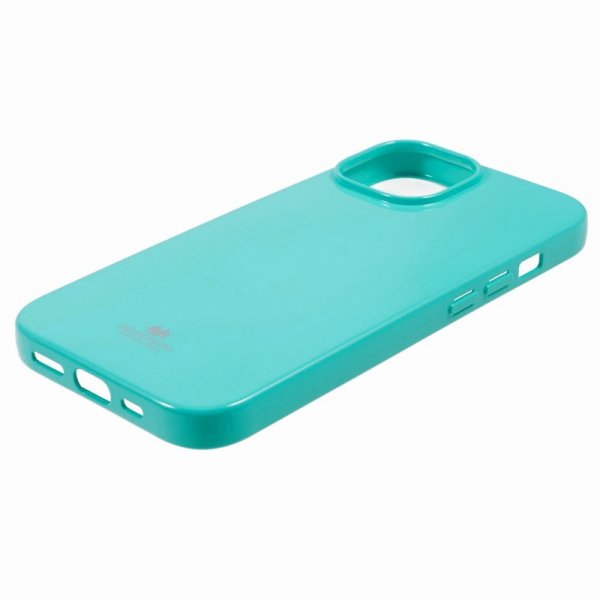 Mercury iPhone 15 Plus Skal Jelly Glitter Cyan