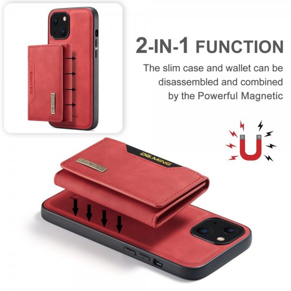Dg.Ming iPhone 15 Plus Skal M2 Series Löstagbar Korthållare Röd