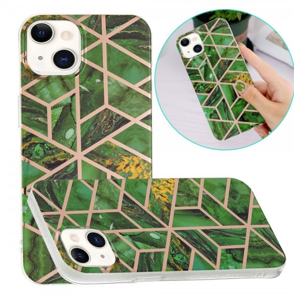 iPhone 15 Plus Skal Marmormönster Grön