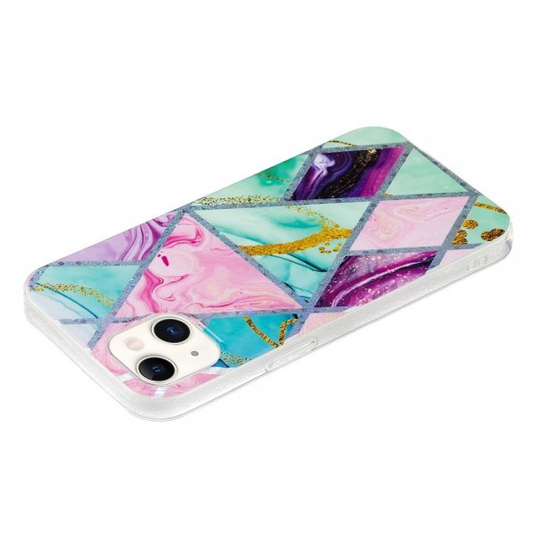 iPhone 15 Plus Skal Marmormönster Grön Lila