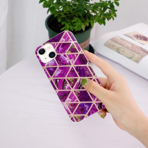 iPhone 15 Plus Skal Marmormönster Lila