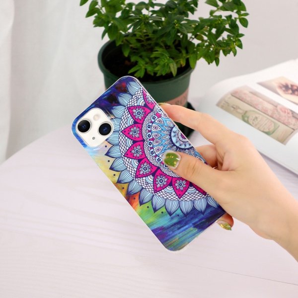 iPhone 15 Plus Skal Motiv Blå Mandala