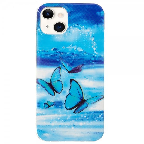 iPhone 15 Plus Skal Motiv Blåa Fjärilar