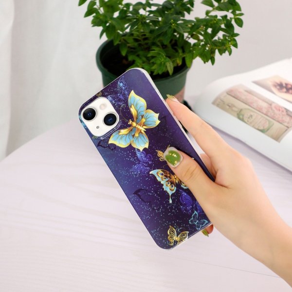iPhone 15 Plus Skal Motiv Guldiga Fjärilar