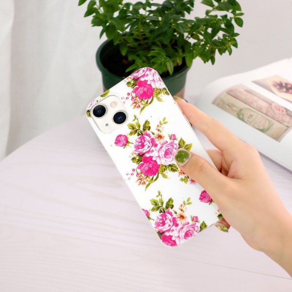 iPhone 15 Plus Skal Motiv Rosor Vit