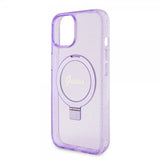 Guess iPhone 15 Plus Skal Ring Stand Glitter MagSafe Lila