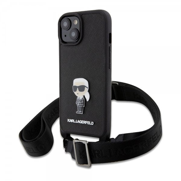 Karl Lagerfeld iPhone 15 Plus Skal Saffiano Crossbody Svart