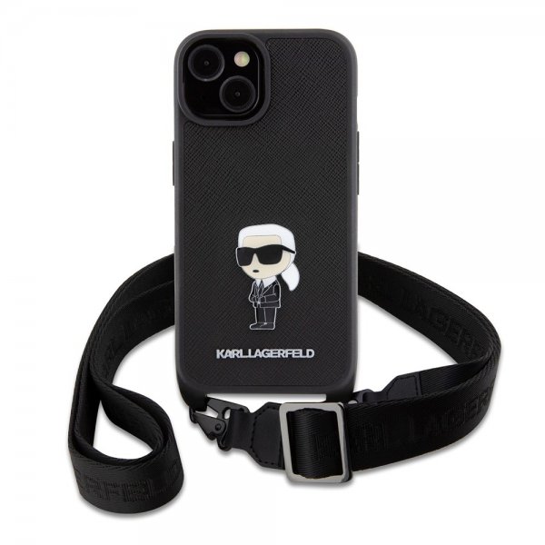 Karl Lagerfeld iPhone 15 Plus Skal Saffiano Crossbody Svart