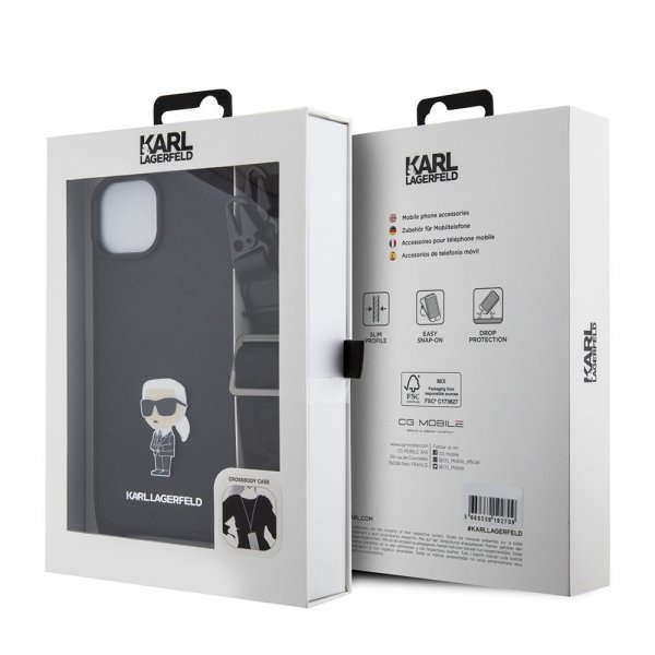 Karl Lagerfeld iPhone 15 Plus Skal Saffiano Crossbody Svart