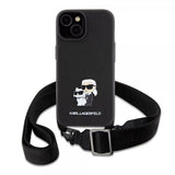 Karl Lagerfeld iPhone 15 Plus Skal Saffiano Karl & Choupette Crossbody Svart
