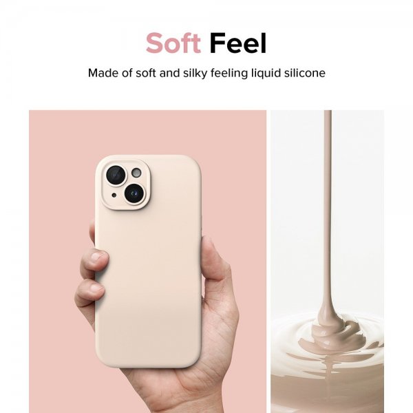 Ringke iPhone 15 Plus Skal Silicone Magnetic Pink Sand