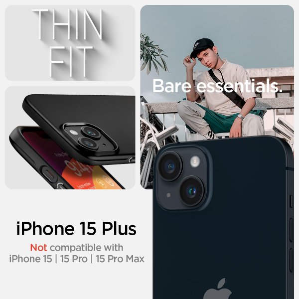 Spigen iPhone 15 Plus Skal Thin Fit Svart