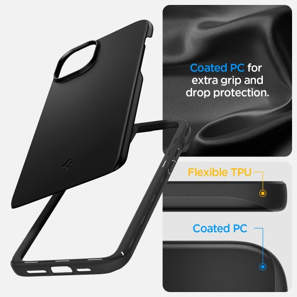 Spigen iPhone 15 Plus Skal Thin Fit Svart