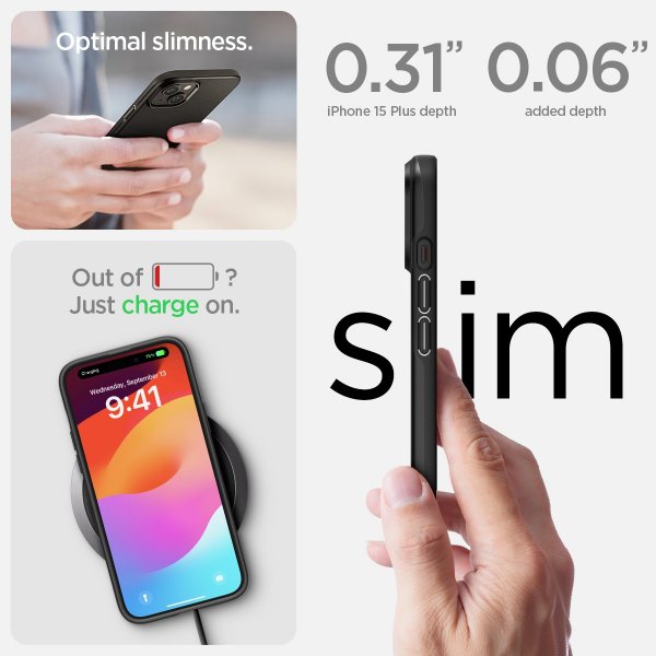 Spigen iPhone 15 Plus Skal Thin Fit Svart