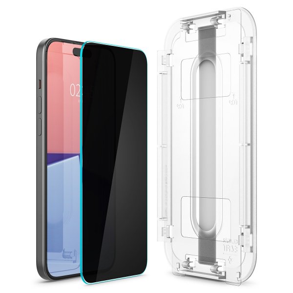 Spigen iPhone 15 Plus Skärmskydd GLAS.tR EZ Fit Privacy 2-pack